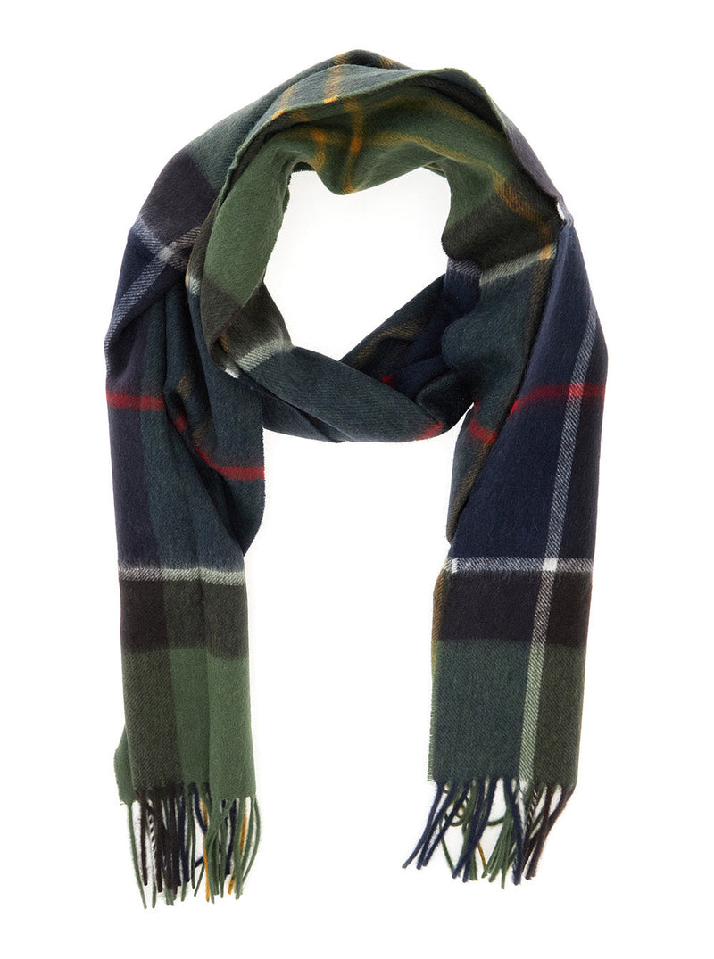 Barbour Lambswool And Cashmere Plaid Scarf — Green Scarfs