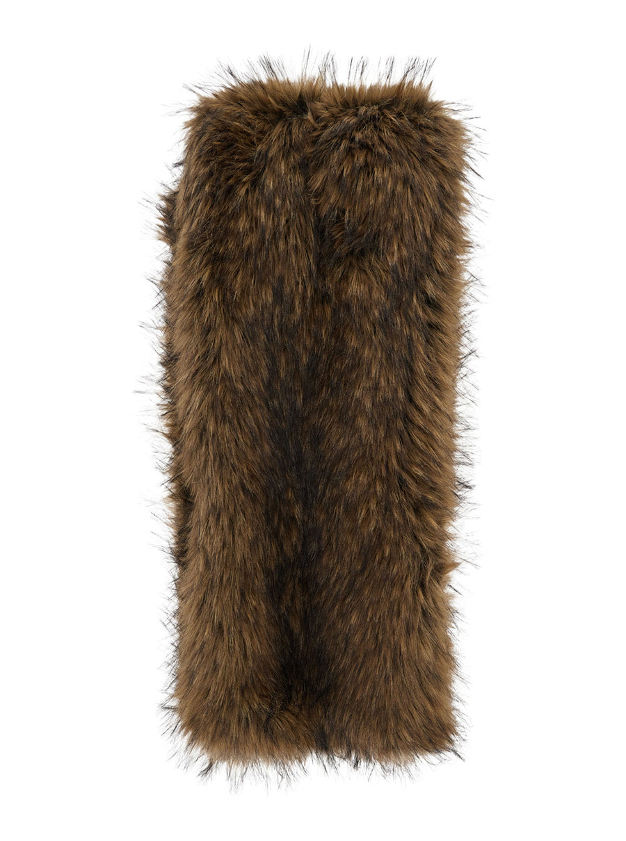 Bazar Deluxe Ecoleather Fur Scarf — Brown Scarfs