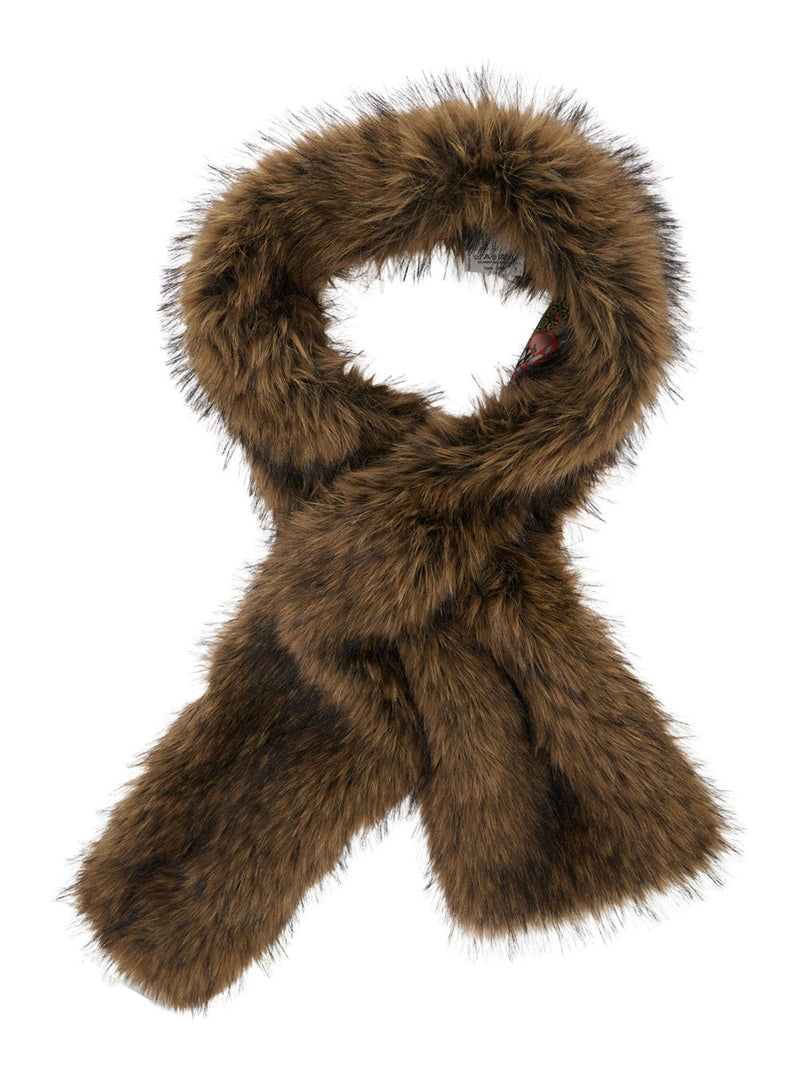 Bazar Deluxe Ecoleather Fur Scarf — Brown Scarfs