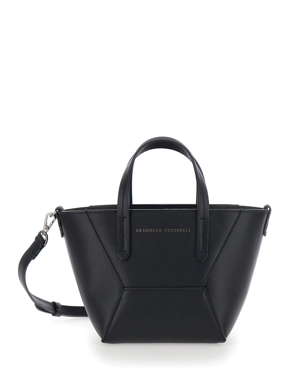 Brunello Cucinelli Structured Leather Mini Bag — Black