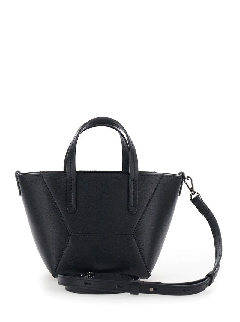 Brunello Cucinelli Structured Leather Mini Bag — Black