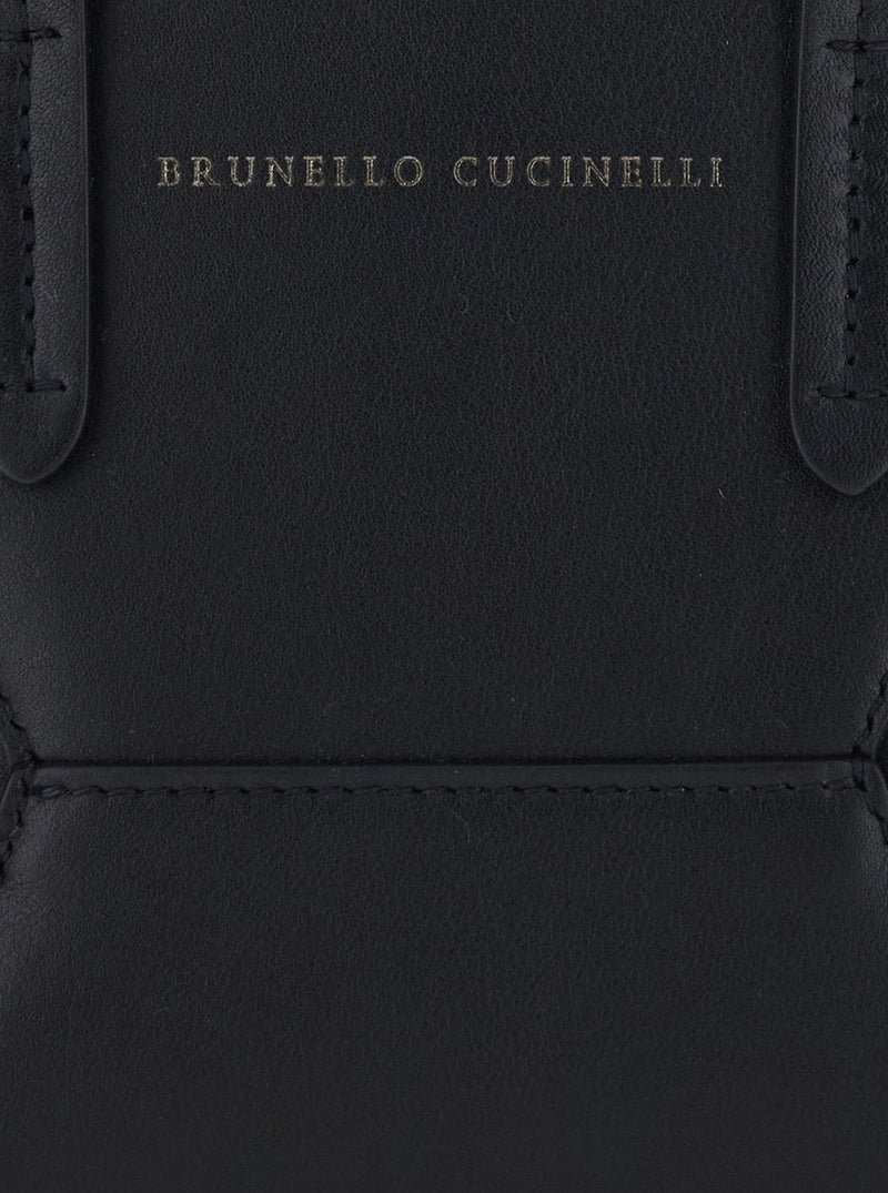 Brunello Cucinelli Structured Leather Mini Bag — Black