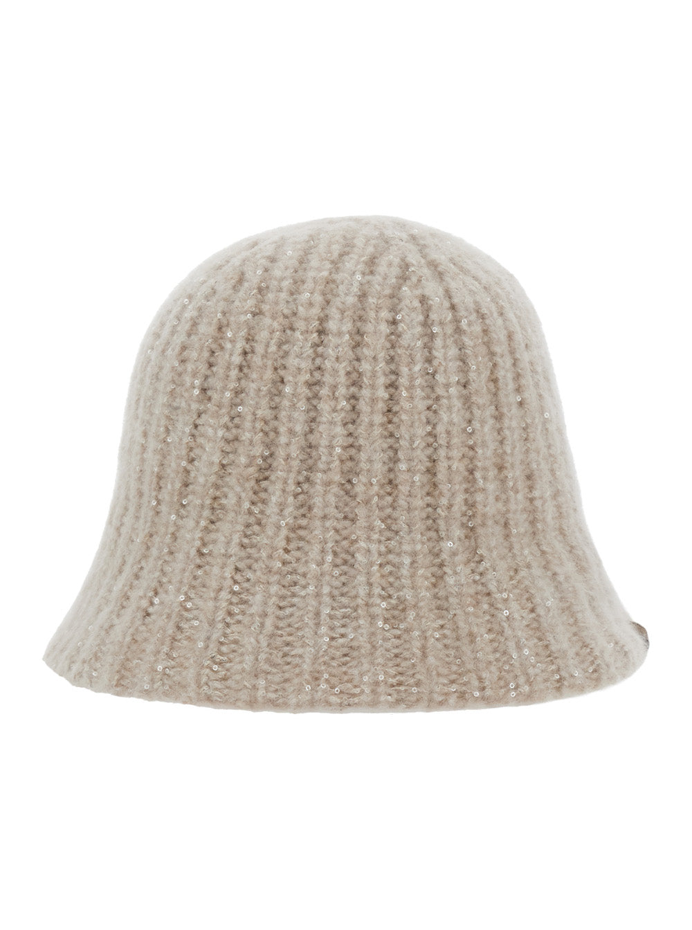 Brunello Cucinelli Mcap9a038 Knitted Diamond Yarn Beanie — Beige Cashmere Blend Beanies