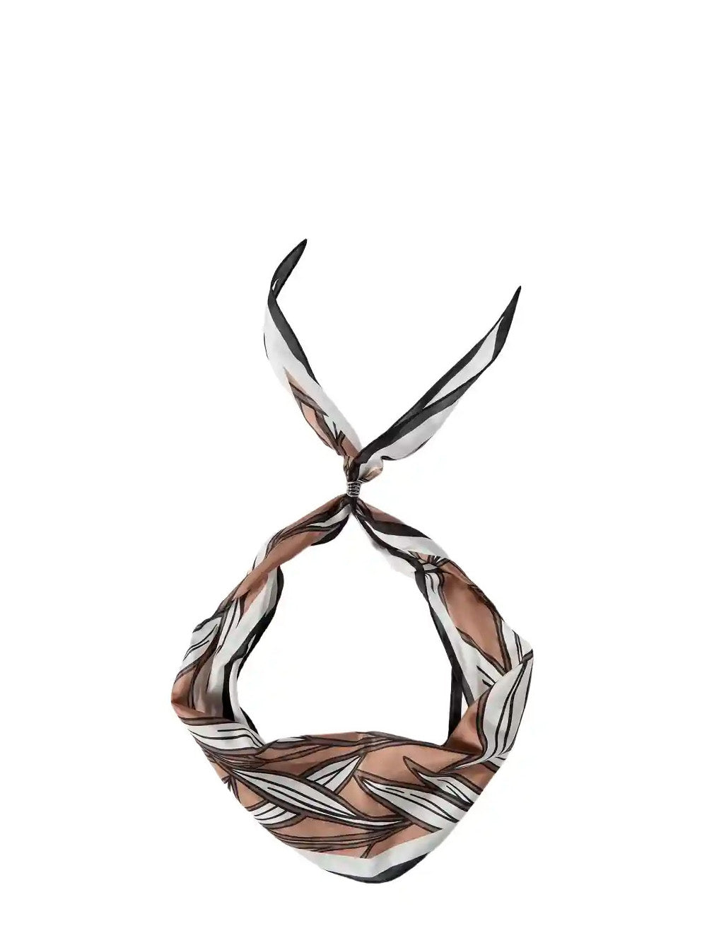 Brunello Cucinelli Silk All-Over Motif Scarf — Brown Scarfs