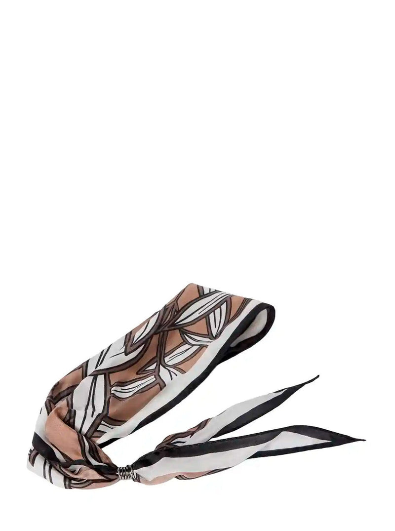 Brunello Cucinelli Silk All-Over Motif Scarf — Brown Scarfs