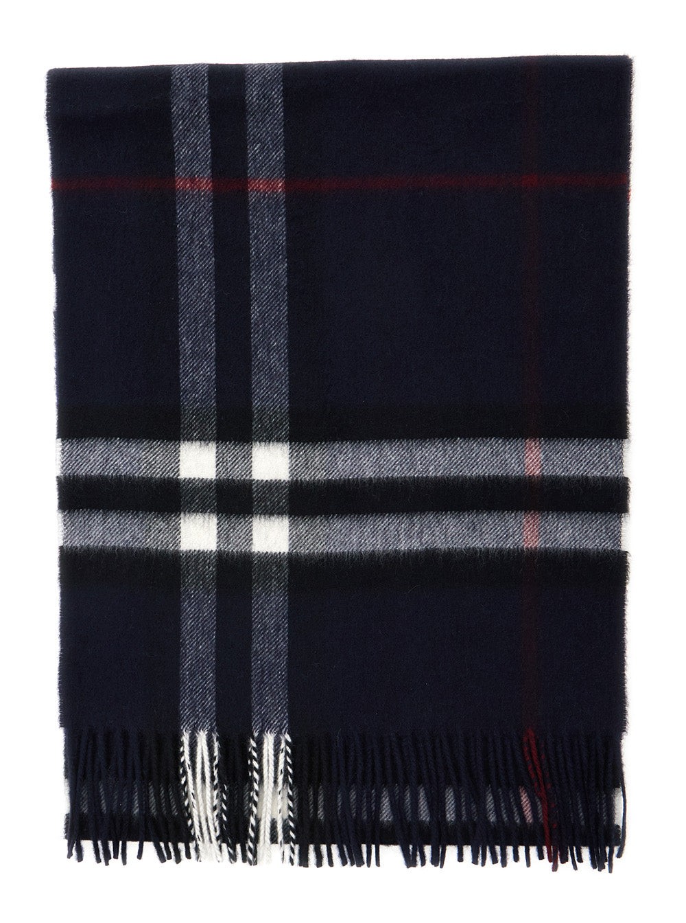 Burberry Check Cashmere Scarf — Navy Scarfs