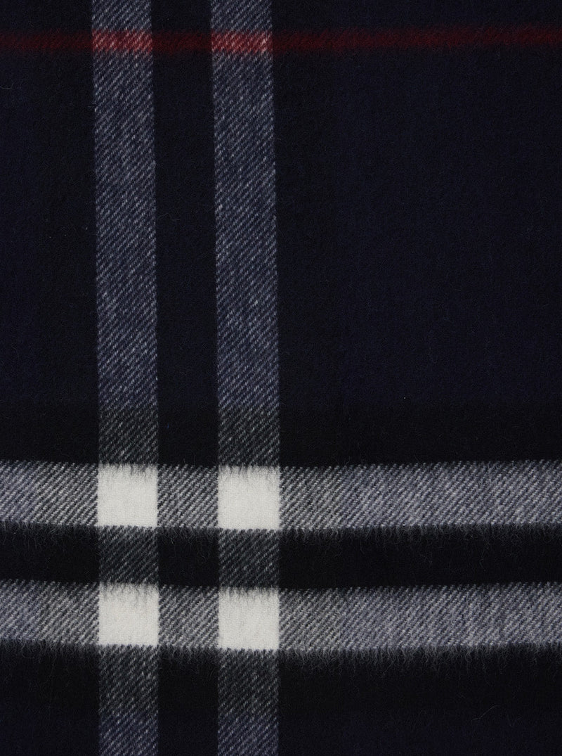 Burberry Check Cashmere Scarf — Navy Scarfs