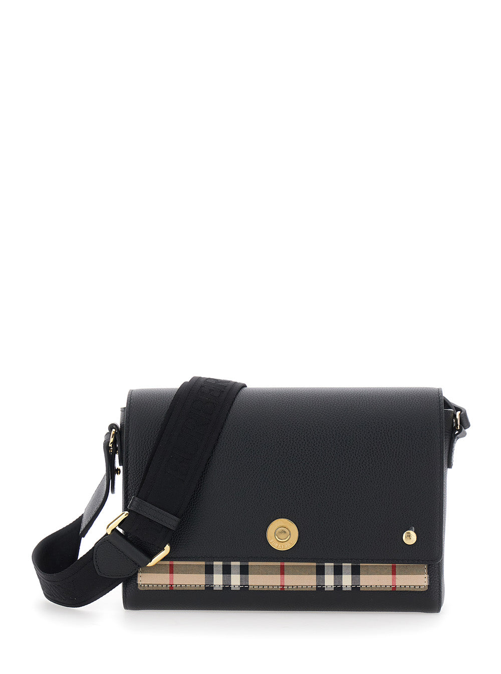 Burberry Note Crossbody Bag — Black Calf Leather