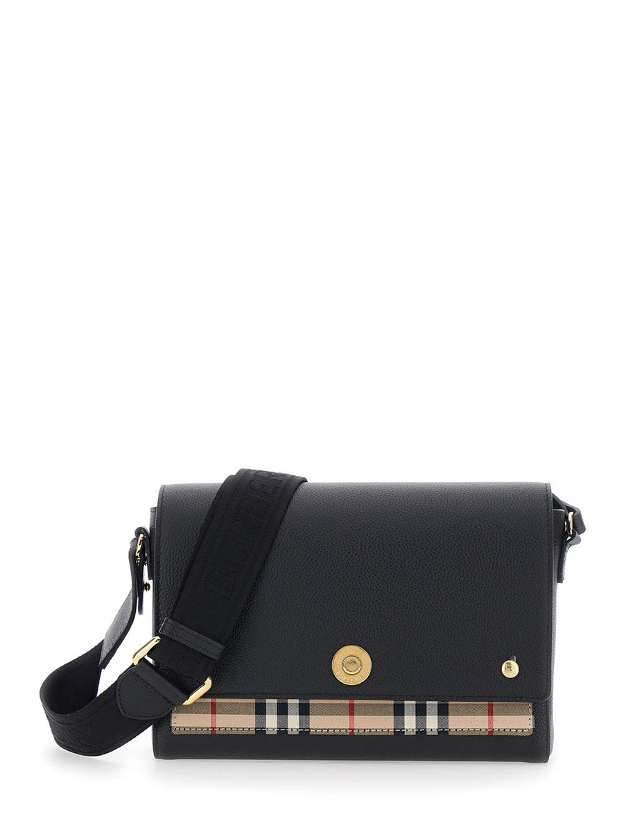 Burberry Note Crossbody Bag — Black Calf Leather