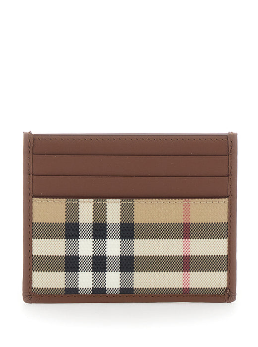 Burberry Check-Motif Cotton Card Case — Beige Cases