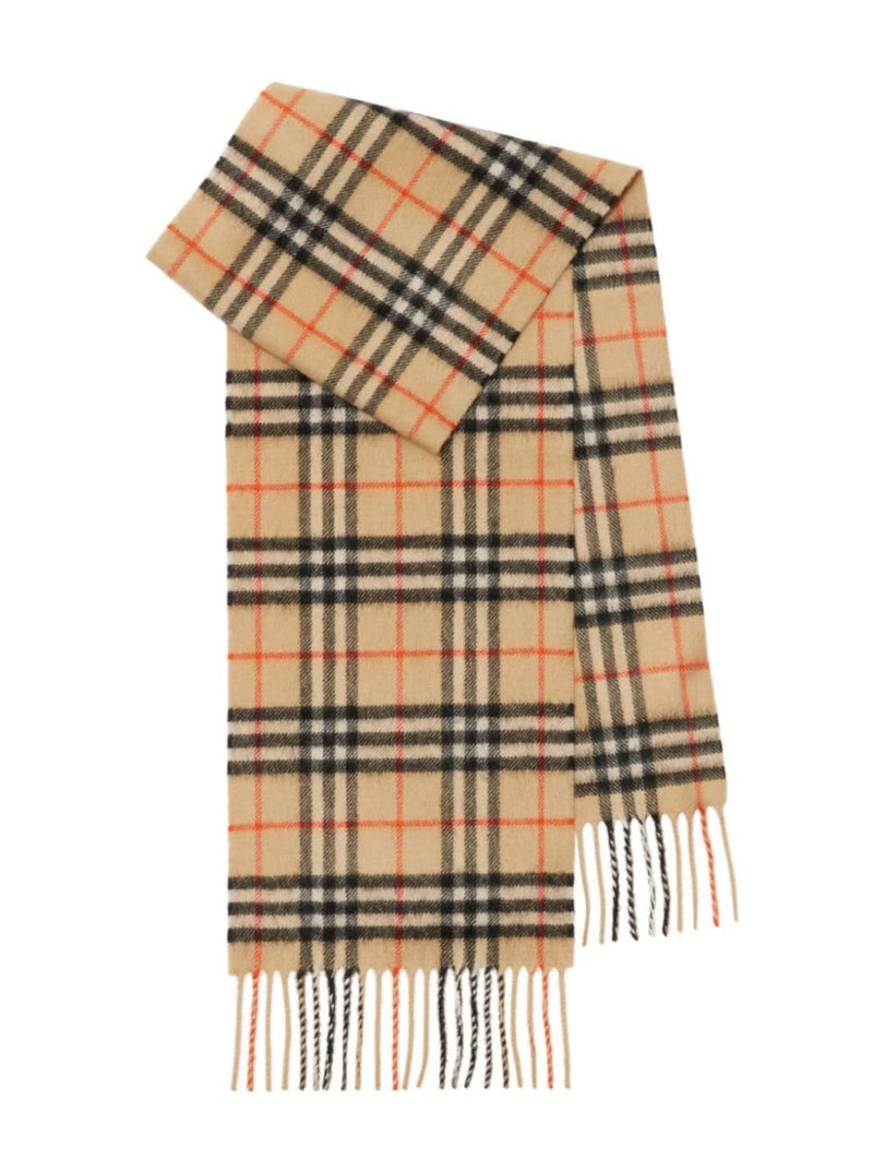 Burberry Cashmere Check Scarf — Beige Scarfs