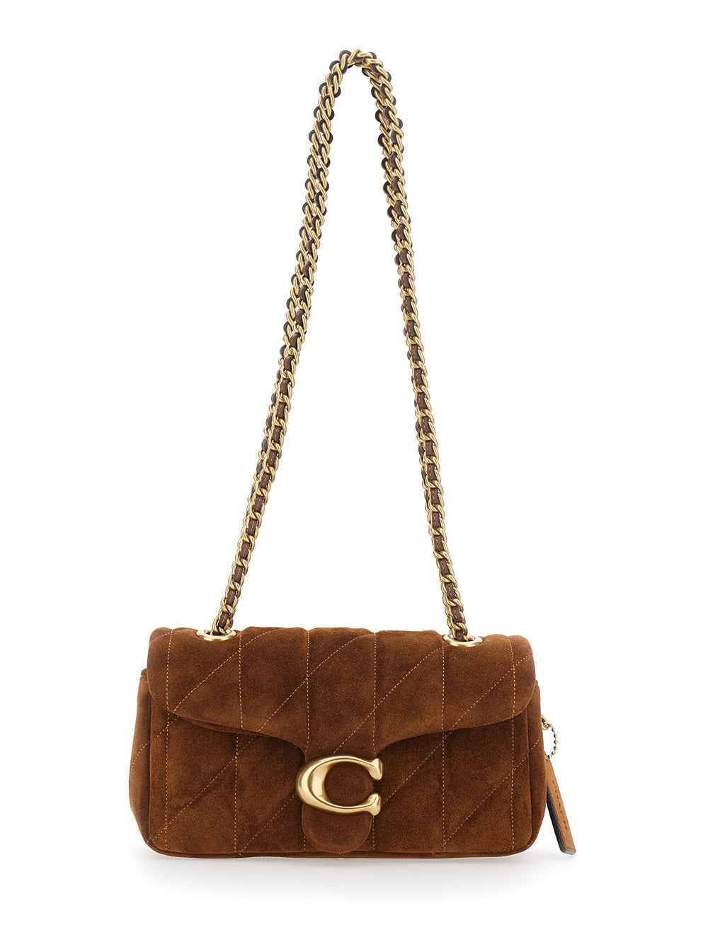 Coach Quilted Suede Shoulder Bag — Brown Leather And Technical Fabric