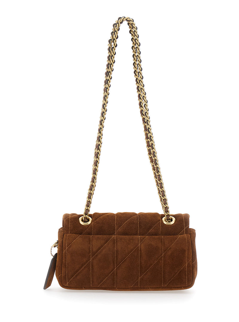 Coach Quilted Suede Shoulder Bag — Brown Leather And Technical Fabric
