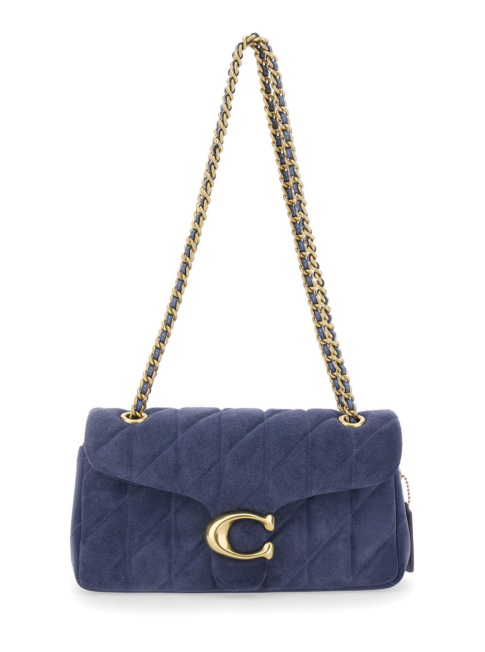 Coach Quilted Suede Shoulder Bag — Blue
