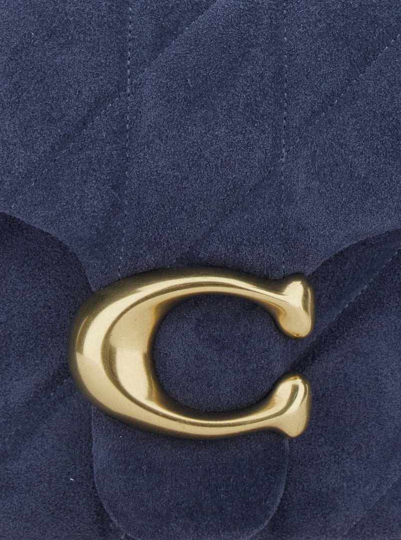 Coach Quilted Suede Shoulder Bag — Blue