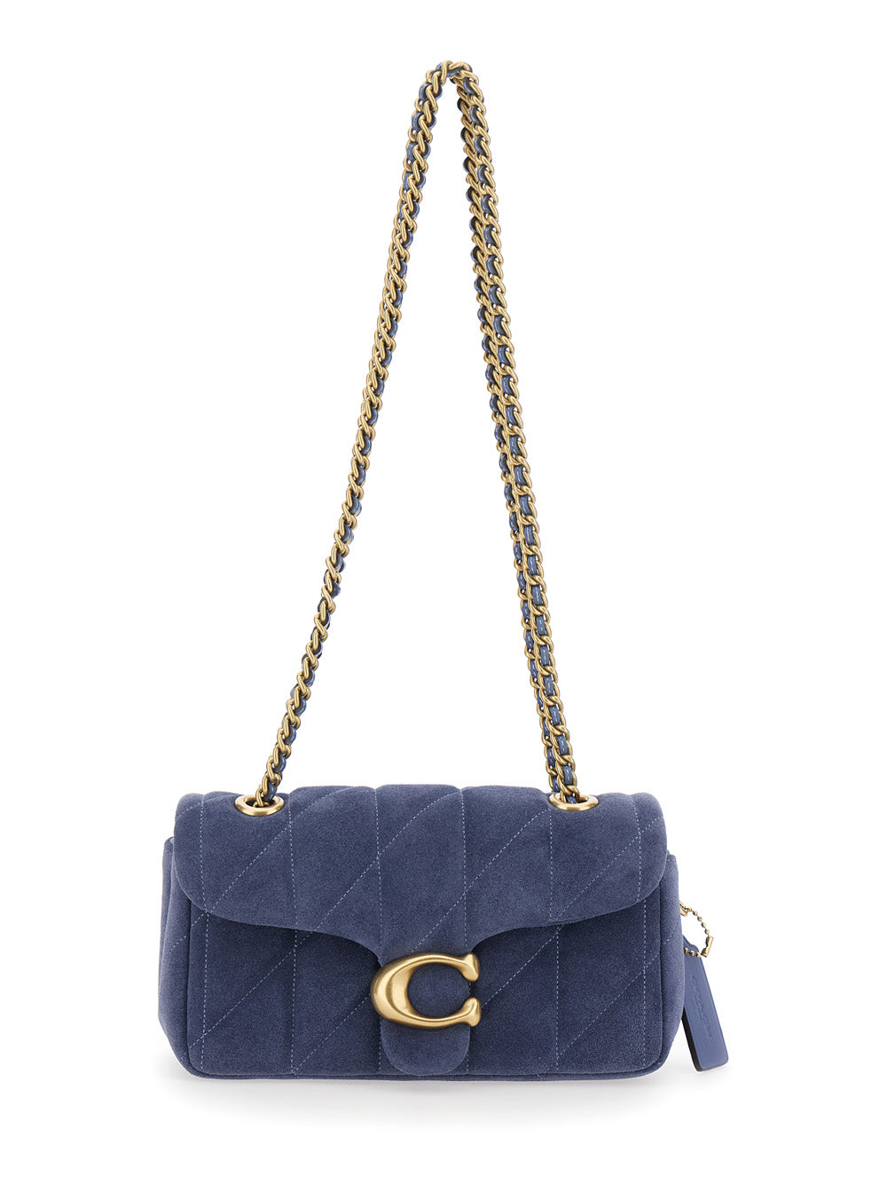 Coach Quilted Suede Crossbody Bag — Blue