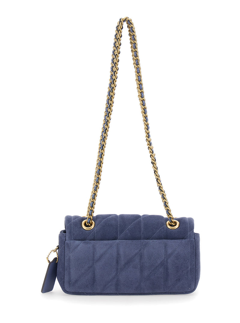 Coach Quilted Suede Crossbody Bag — Blue