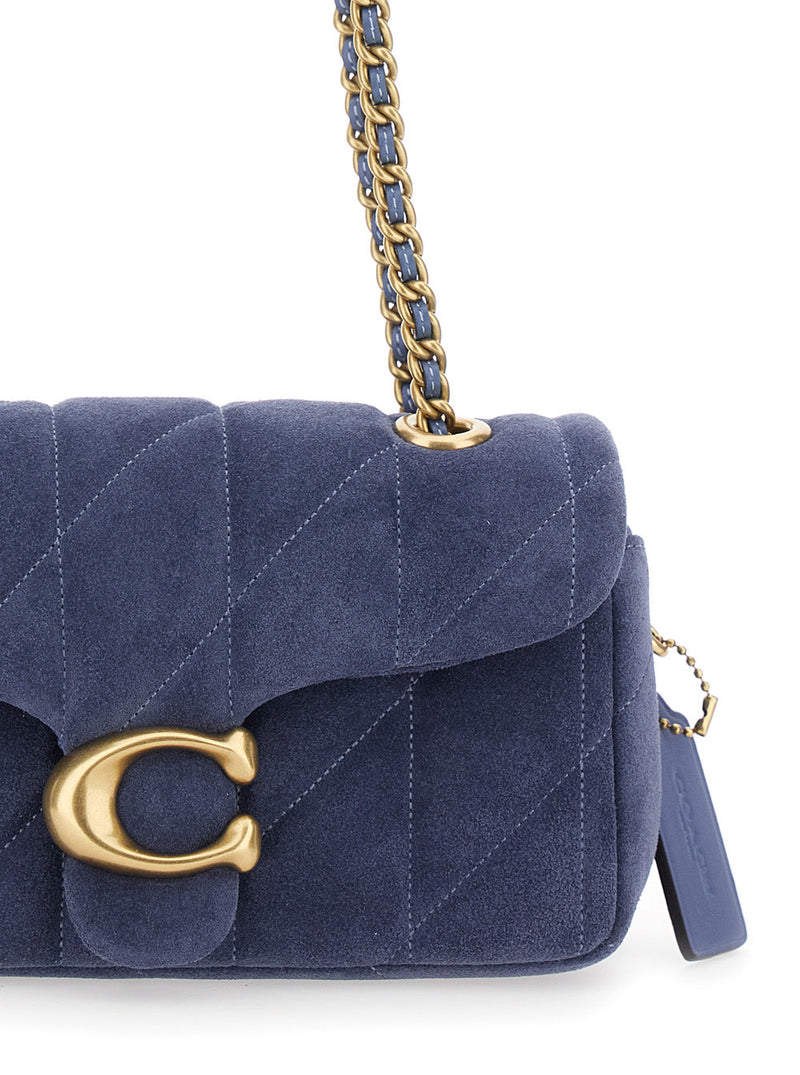 Coach Quilted Suede Crossbody Bag — Blue
