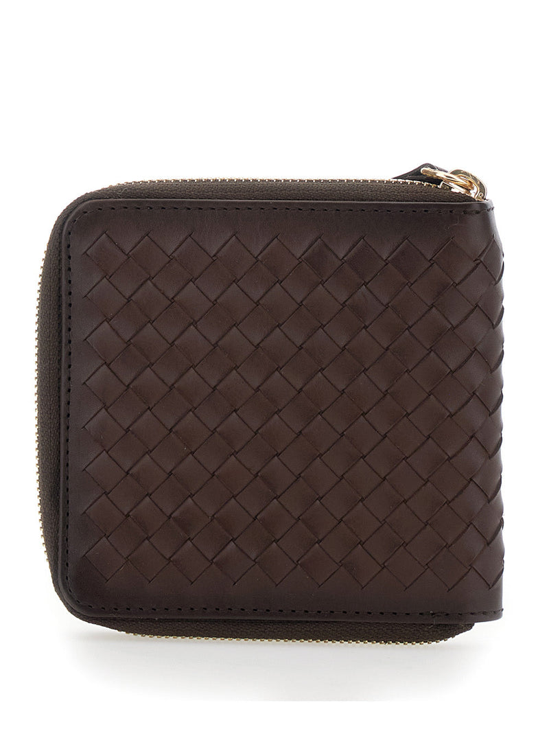 Dragon Diffusion Intrecciato Woven Leather Wallet — Brown