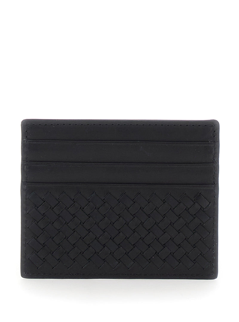 Dragon Diffusion Woven Calfskin Card Case — Black Cases
