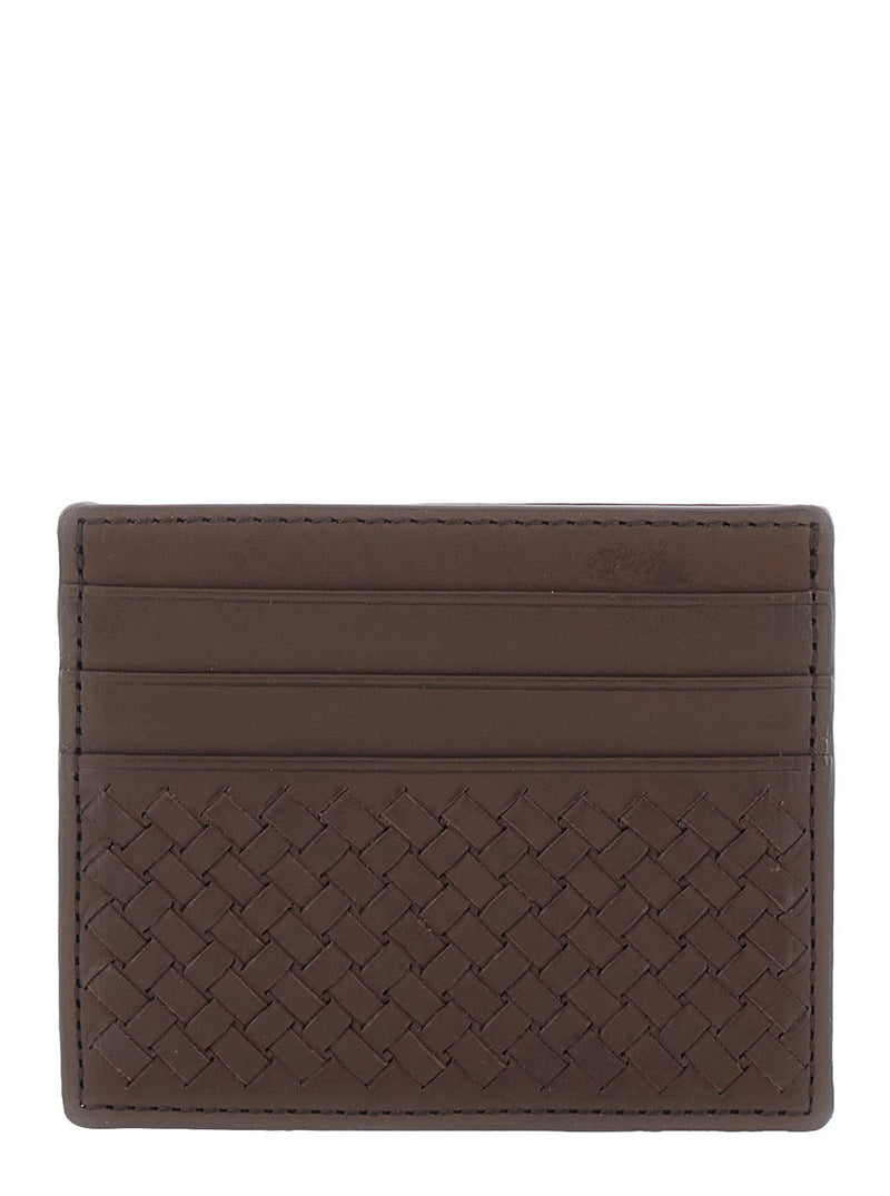 Dragon Diffusion Woven Calf Leather Card Case — Brown Cases