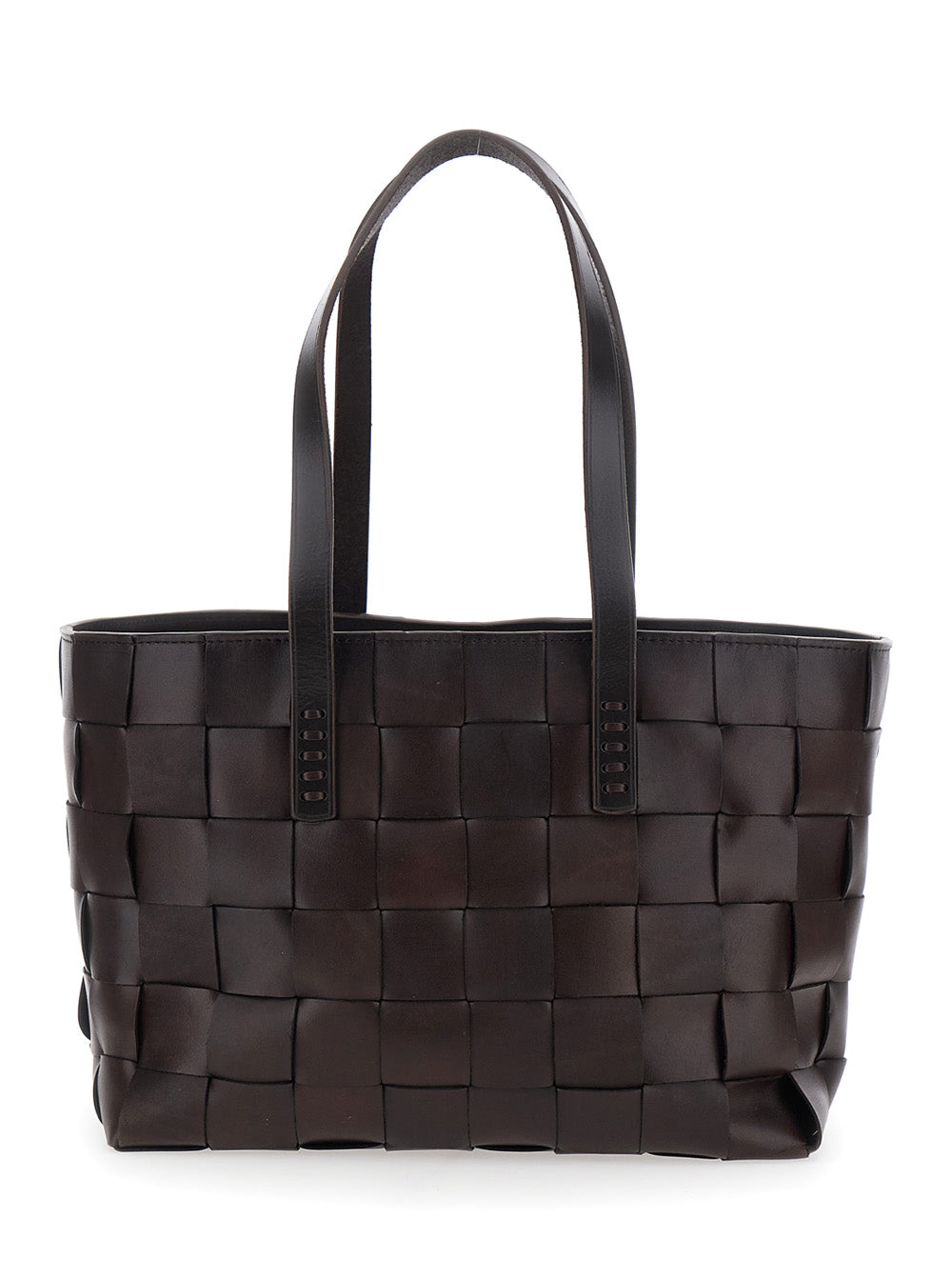 Dragon Diffusion Woven Leather Tote Bag — Brown