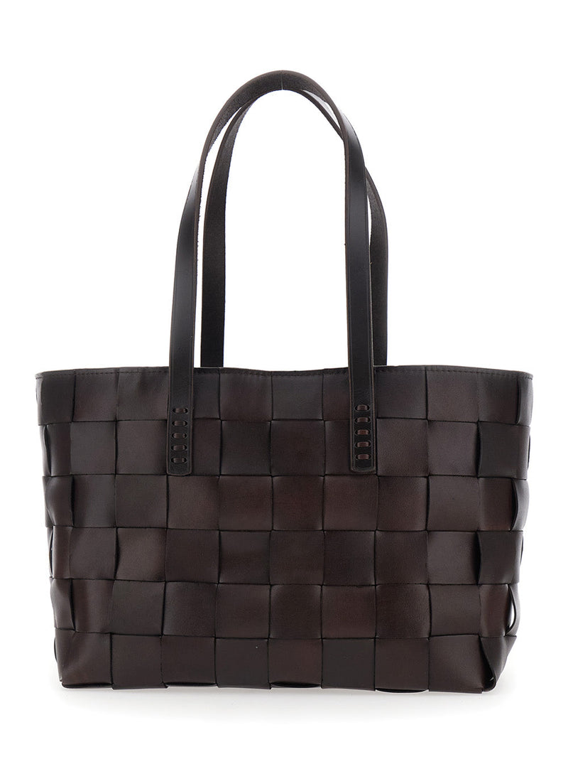 Dragon Diffusion Woven Leather Tote Bag — Brown