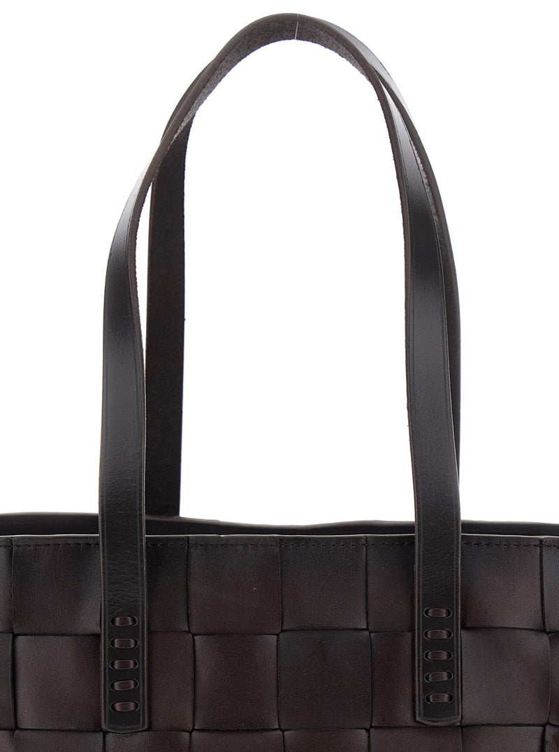 Dragon Diffusion Woven Leather Tote Bag — Brown