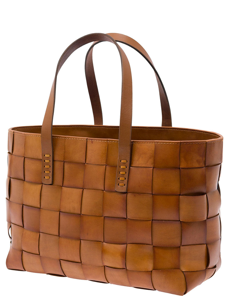 Dragon Diffusion Woven Calf Leather Tote Bag — Beige