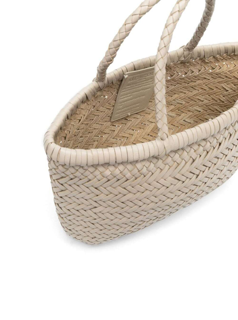 Dragon Diffusion Mini Flat Gora Basket Tote Bag — White Ecoleather
