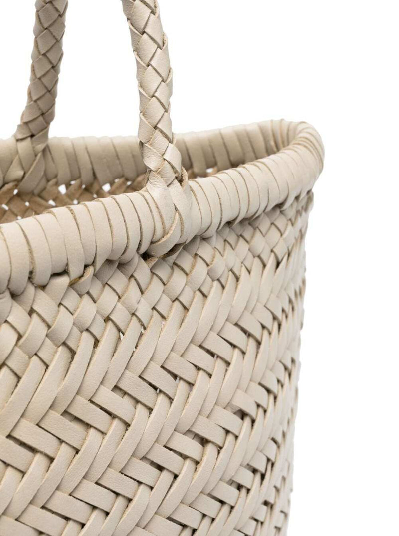 Dragon Diffusion Mini Flat Gora Basket Tote Bag — White Ecoleather