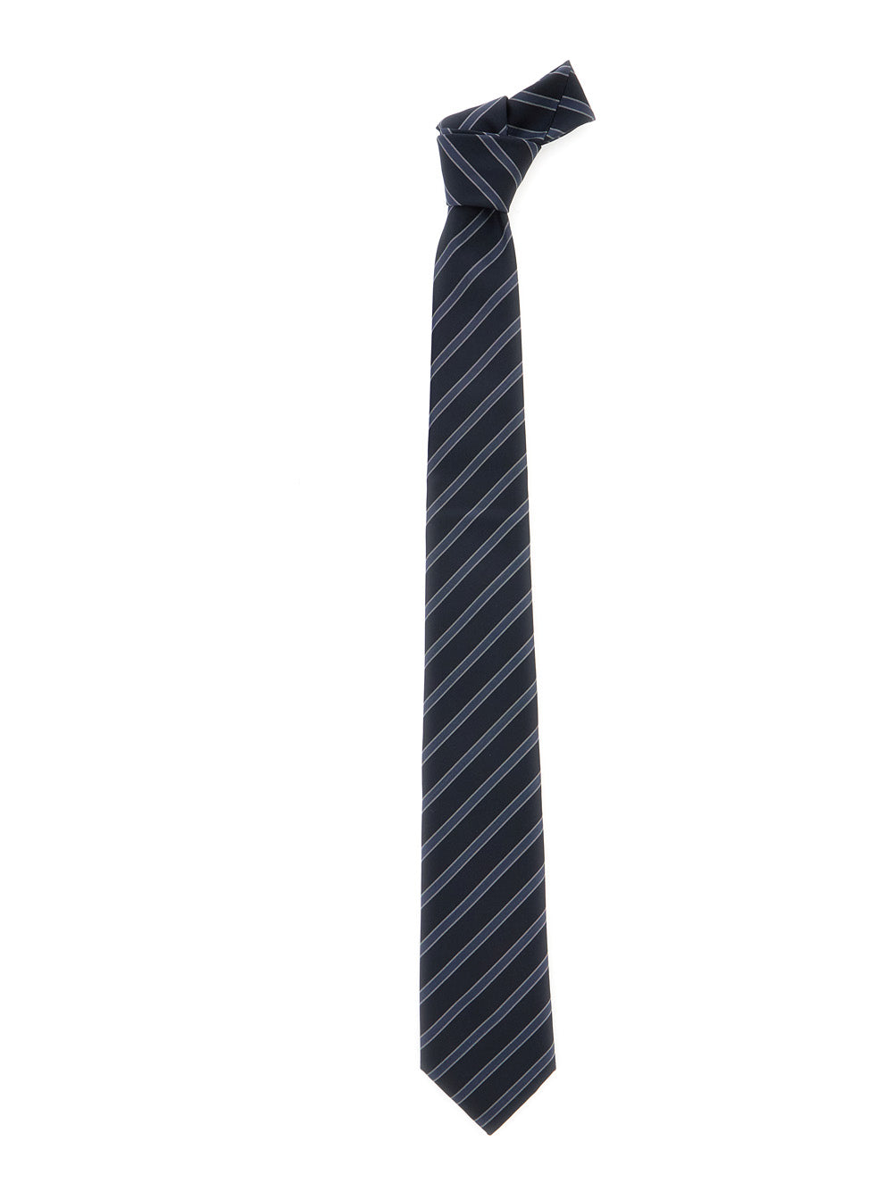 Emporio Armani Striped Silk Necktie — Navy Neckties