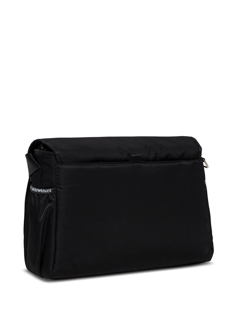 Emporio Armani Nylon Logo Crossbody Bag — Black
