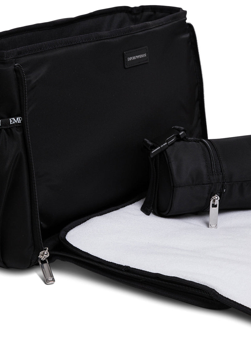 Emporio Armani Nylon Logo Crossbody Bag — Black
