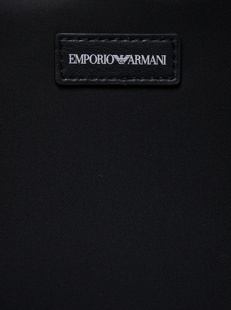 Emporio Armani Nylon Logo Crossbody Bag — Black