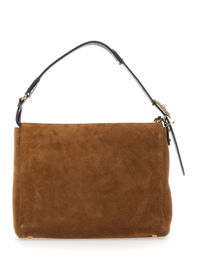 Etro Suede Leather Shoulder Bag — Brown And Tech Fabric
