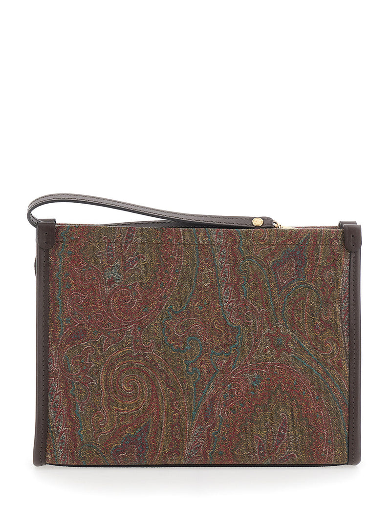 Etro Arnica Clutch — Brown Cotton