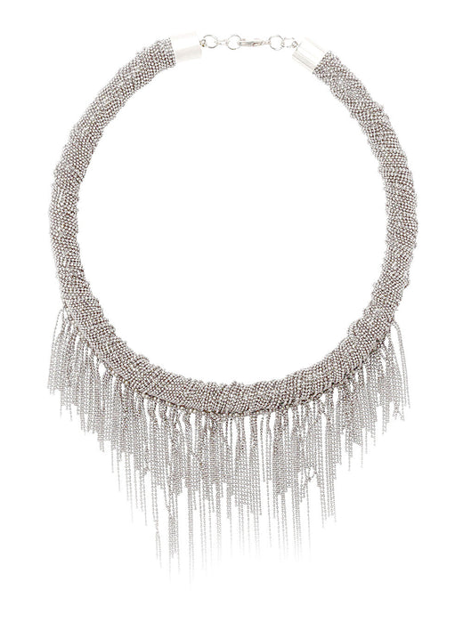 Fabiana Filippi Chain-Fringe Metal Necklace — Silver Necklaces