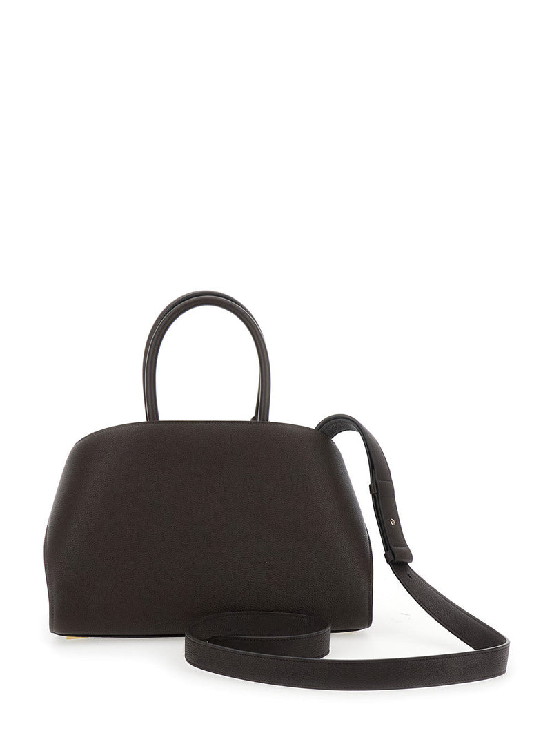 Ferragamo Hug Small Shoulder Bag — Brown Calf Leather