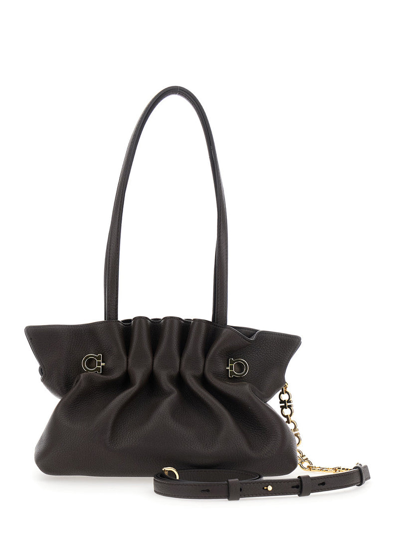 Ferragamo Shoulder Bag — Black Lamb