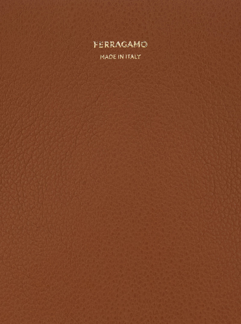 Ferragamo Folded Side Tote Bag — Brown Calf Leather