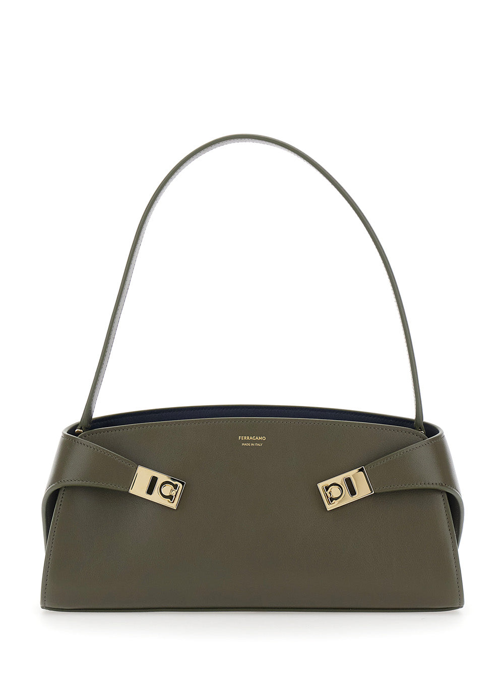Ferragamo Hug East West Shoulder Bag — Green Calf Leather