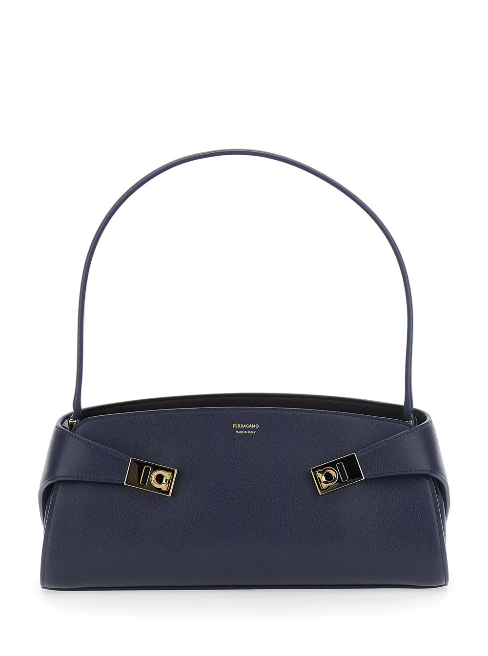 Ferragamo Hug Shoulder Bag — Navy Calf Leather