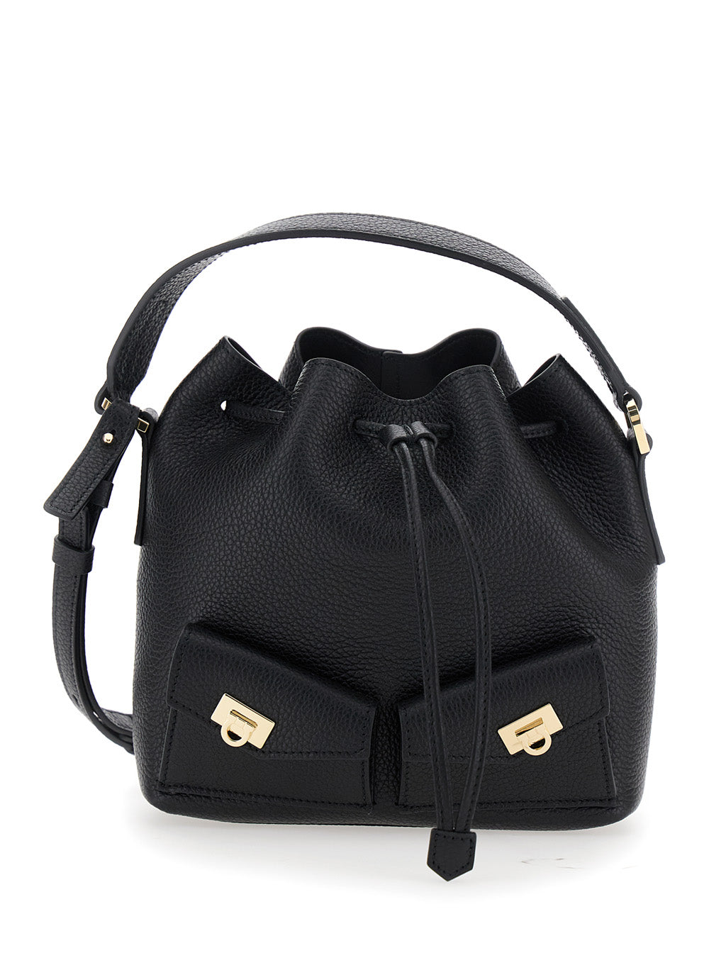 Ferragamo Grained Calf Leather Crossbody Bag — Black