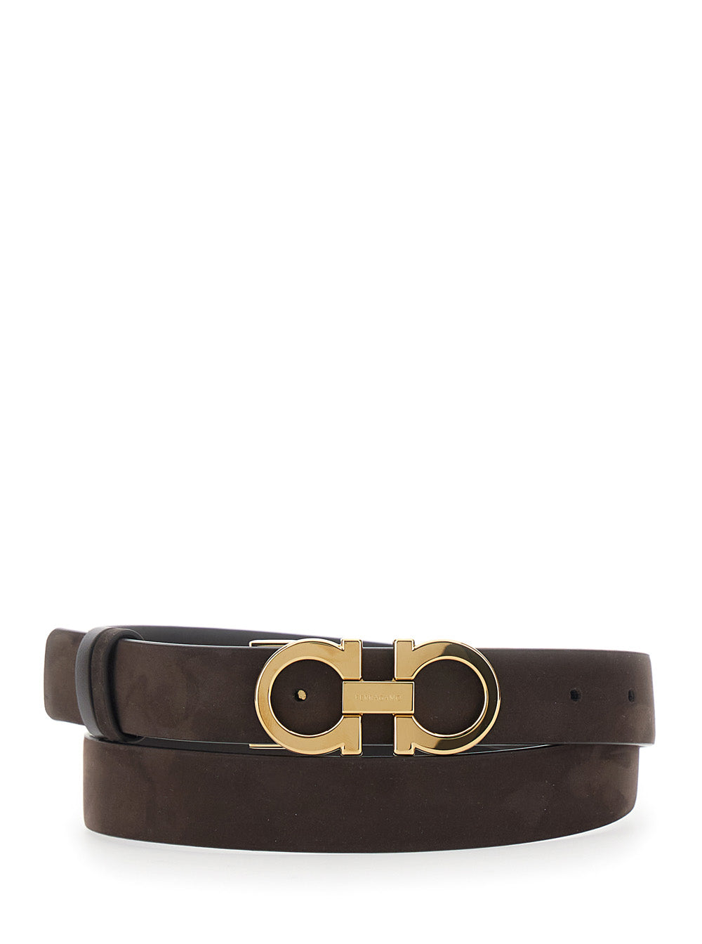 Ferragamo Gancini Buckle Belt — Brown Calf Leather