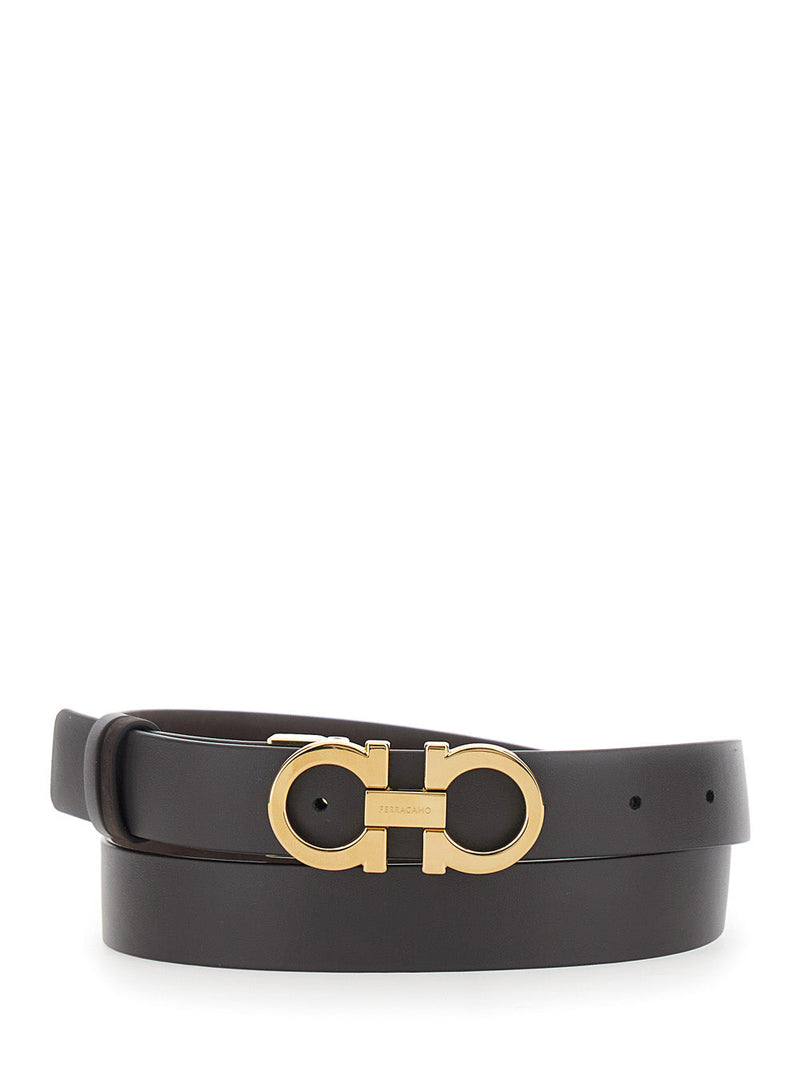 Ferragamo Gancini Buckle Belt — Brown Calf Leather