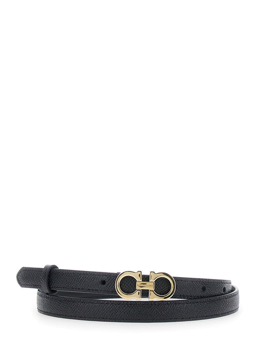 Ferragamo Gancini Buckle Belt — Black Calf Leather