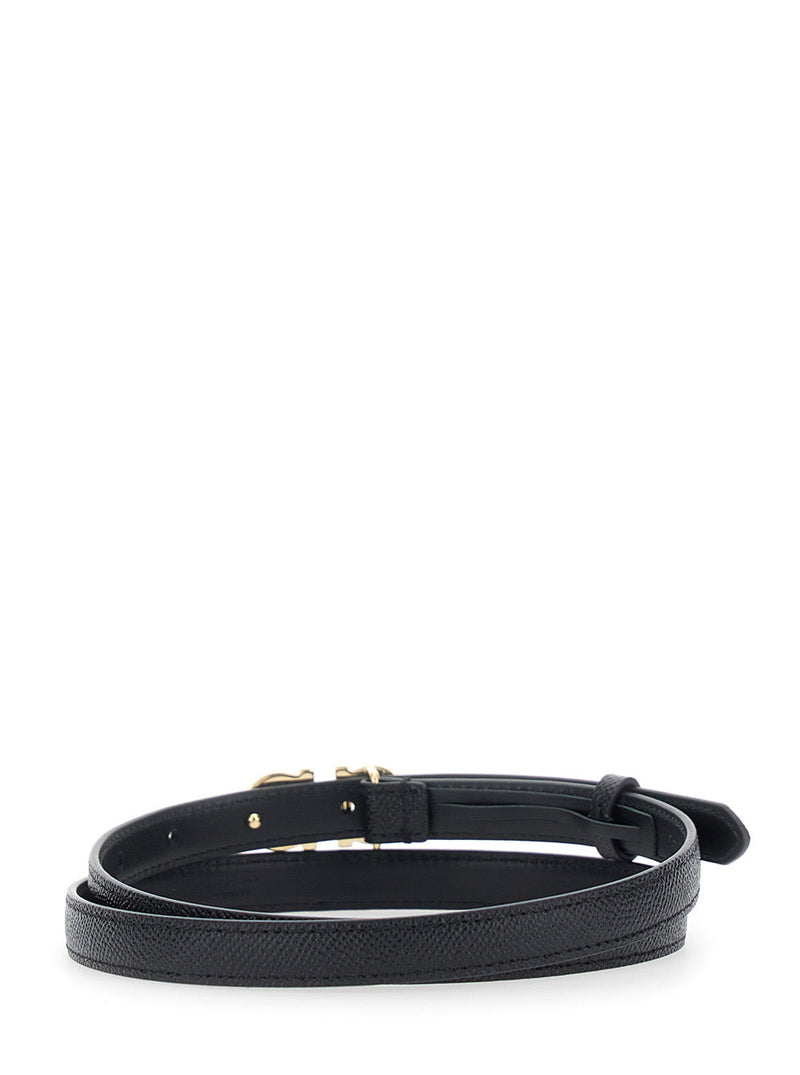 Ferragamo Gancini Buckle Belt — Black Calf Leather
