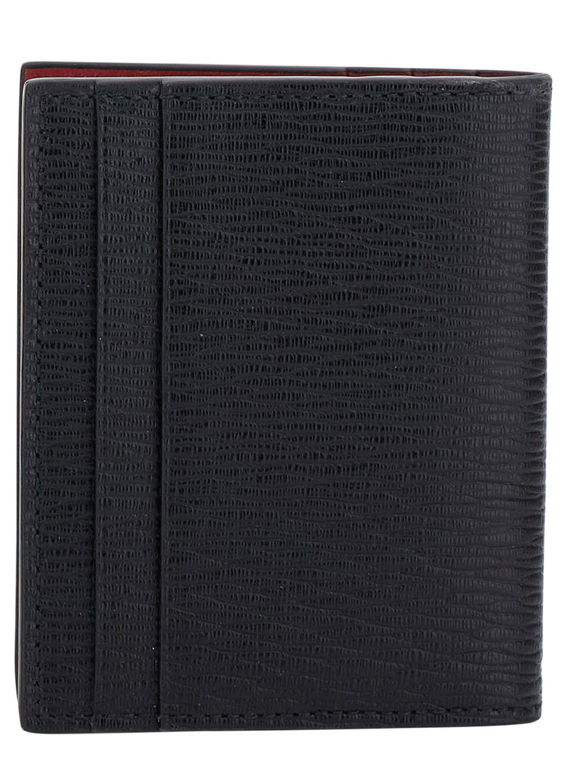 Ferragamo Gancini-Embellished Calf Leather Card Case — Black Cases