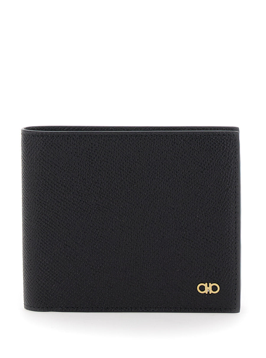 Ferragamo Grained Calf Leather Wallet — Black